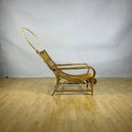 Fauteuil - Bamboe, Rattan - Lounge stoel met hoge rugleuning