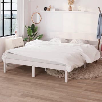 vidaXL Bedframe massief grenenhout wit 160x200 cm, Verzenden, Nieuw