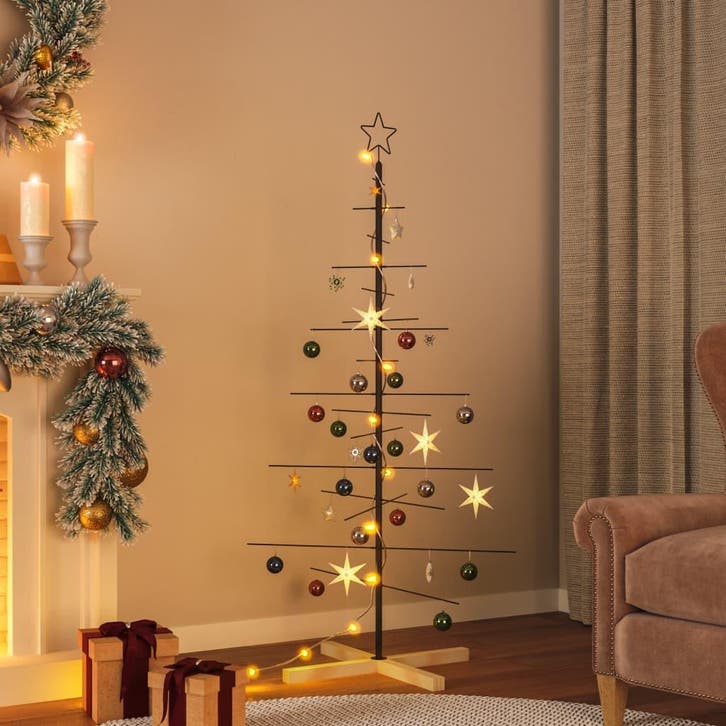 vidaXL Kerstdecoratie kerstboom met houten basis 150 cm, Diversen, Kerst, Nieuw, Verzenden