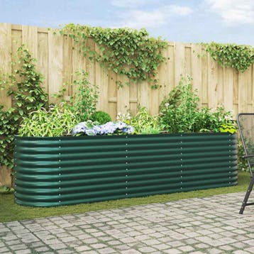 vidaXL Verhoogd bed Groen 320 x 80 x 81 cm Staal, Verzenden