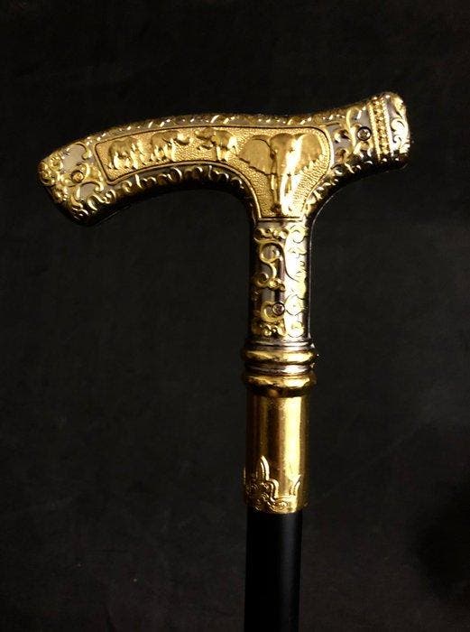Wandelstok - Een Maharaja-wandelstok met een mooi handvat,, Antiek en Kunst, Curiosa en Brocante