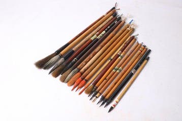 Set van 19 kalligrafiekwasten - Bamboe -