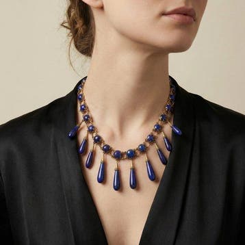Halsketting - 15 karaat Geel goud Lapis lazuli -, Nieuw