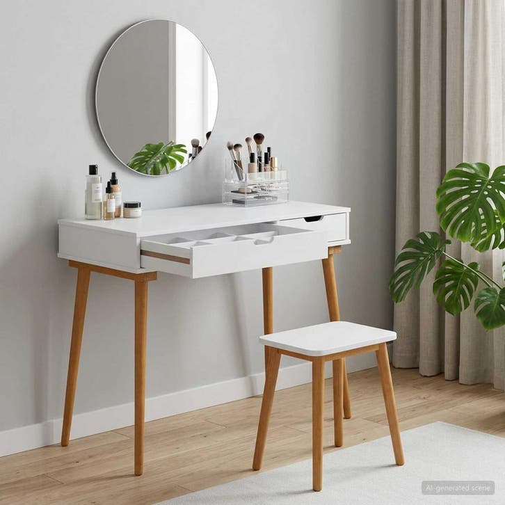 vidaXL Kaptafel FAUSKE Wit 100 x 50 x 78 cm, Maison & Meubles, Tables | Coiffeuses, Envoi