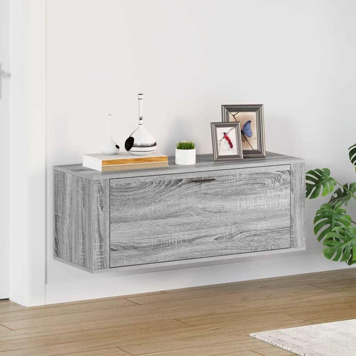 vidaXL Wandschoenenkast 100x35x38 cm bewerkt hout grijs, Huis en Inrichting, Kasten | Schoenenkasten, Nieuw, Verzenden