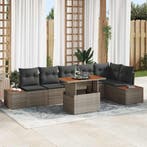 vidaXL Tuinbank Set met opslag 7 pcs Grijs Poly rattan, Verzenden, Nieuw