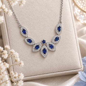 Sans prix de réserve - Collier Plaqué or Saphir - Topaze -