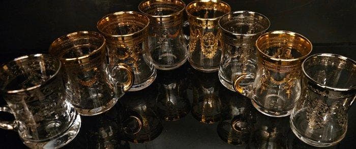 antica cristalleria italiana - Koffieservies (8) - gold and, Antiek en Kunst, Antiek | Meubels | Tafels