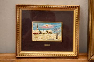 Lijst- dubbele lijst met landschappen - Hout, Glas - E., Antiek en Kunst