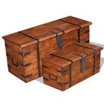 vidaXL 2-delige Opbergkistenset massief hout, Huis en Inrichting, Verzenden, Nieuw