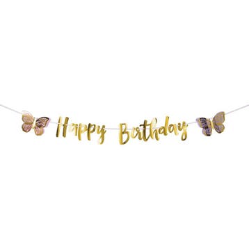 Vlinder Letterslinger Happy Birthday 2,1m, Verzenden, Nieuw