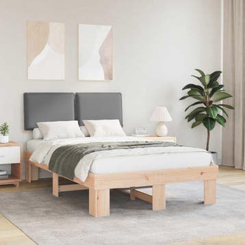 vidaXL Bedframe met Gevoerde Hoofdbord Lichtgrijs 120 x 200, Verzenden, Nieuw