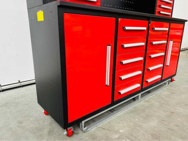 Veiling - RTE garagewerkbank met opbouwkast 220x60x170cm, Doe-het-zelf en Bouw, Werkbanken, Nieuw