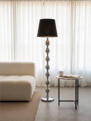 Staande lamp - strakke zilveren hoge vloerlamp - chroom
