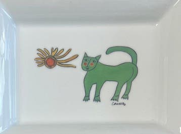 Corneille (1922-2010) - sculptuur, Plat Le chat vert et le