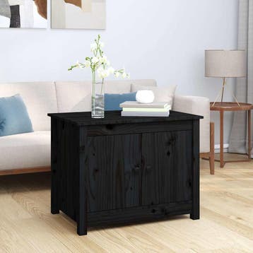 vidaXL Salontafel 71x49x55 cm massief grenenhout zwart, Verzenden, Nieuw