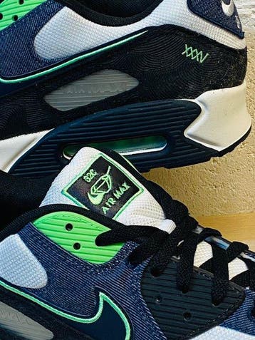 Nike - Air Max 90 Denim Scream Green P49,5 - Sneakers -, Nieuw