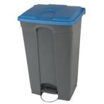 Pedaalemmer | Kunststof (Grijs/Blauw) | 90L | Klapdeksel |, Verzenden, Nieuw in verpakking