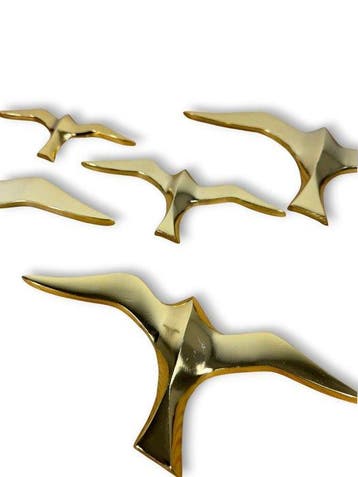 Décoration murale - Mid Century - Ensemble de cinq oiseaux, Antiquités & Art