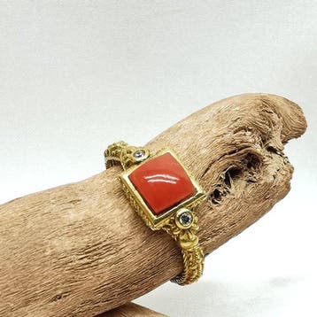 Koraal - Argento 925 - Ring, Verzamelen, Mineralen en Fossielen