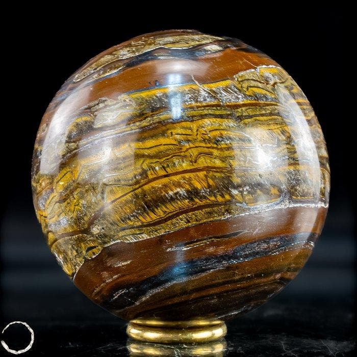 tijgeroog – De kracht van het gouden blik Sphere- 783.45 g, Verzamelen, Mineralen en Fossielen