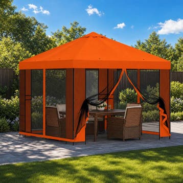vidaXL Tuin gazebo met zijwanden 3 x 3 m Oranje Polyester en, Verzenden