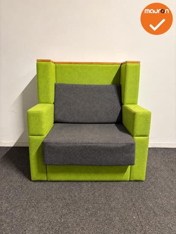 Akoestische design fauteuil - Groen / Antracietgrijs - Laag, Vergader- of Presentatieruimte, Ophalen of Verzenden, Gebruikt, Stoel