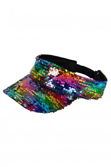 KIMU® Zonneklep Regenboog Sequin Gekleurde Pet met Paillette, Ophalen of Verzenden
