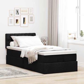 vidaXL Bed met matras 90x200 cm stof zwart, Verzenden, Nieuw