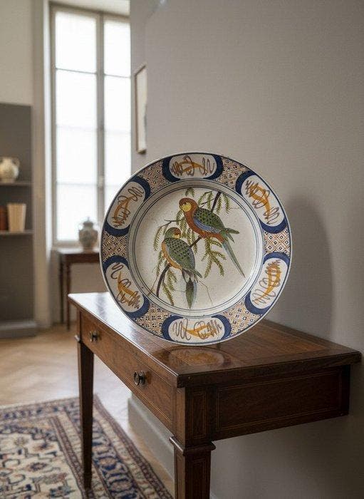 Wandbord - Keramiek - Veelkleurige faïence-schotel, Antiek en Kunst, Antiek | Glaswerk en Kristal