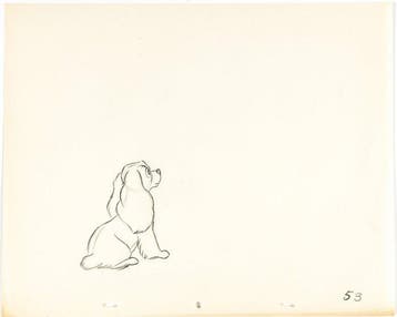 Walt Disney - Dame Animatie Tekening - Lady and the Tramp