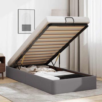 vidaXL Bedframe zonder matras 90x190 cm kunstleer grijs, Verzenden