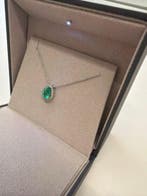 Collier - 14 carats Or blanc Émeraude - Diamant