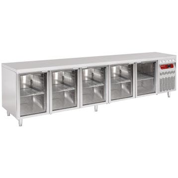 Geventileerde koeltafel, 5 glazen deuren GN 1/1, 700 Lit., Verzenden