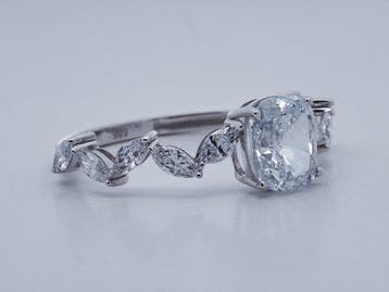 Zonder minimumprijs - Ring - 14 karaat Witgoud - 2.07ct. tw.