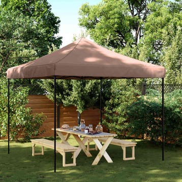 vidaXL Partytent 292 x 292 x 315 cm Bruin Oxford Stof, Verzenden, Nieuw