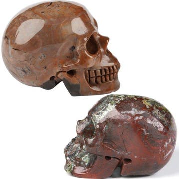 Skull Lot: 91 g Dragon Bloodstone + 96 g Dino Egg Achat –