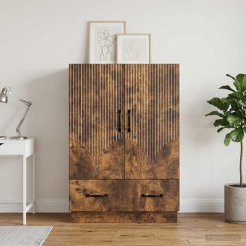 vidaXL Dressoir met lade Gerookt eiken 66 x 34,5 x 92 cm, Verzenden, Nieuw