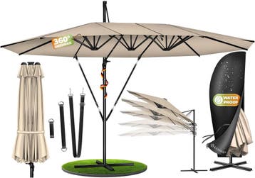 KESSER® Dubbele Parasol 4,6m x 2,7m | Zweefparasol met hoes, Verzenden, Nieuw