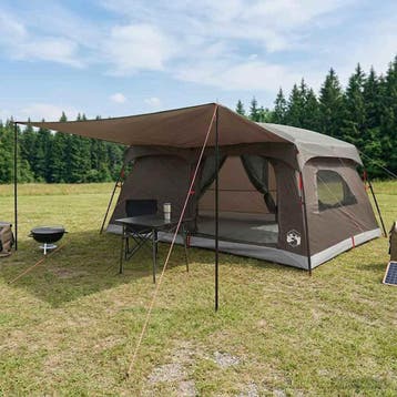 vidaXL Familietent 14-persoons Bruin Grijs Polyester en, Verzenden, Nieuw
