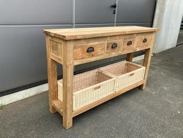 Bijzettafel SUBANG 130x35x80, Verzenden, Teak massief , Nieuw, 75 cm of meer