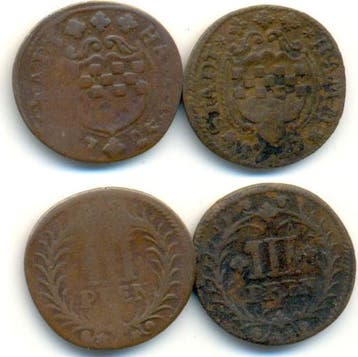 3 Pfennig: Lot 2 Stueck 1725 en 1727 Hamm Stadt:, Postzegels en Munten, Verzenden, België