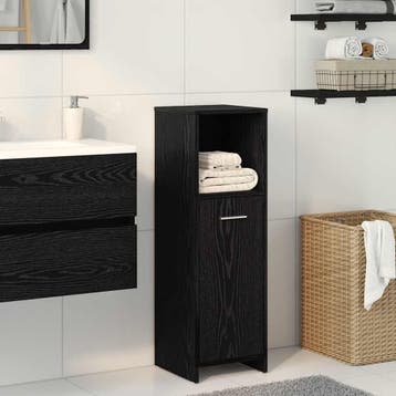 vidaXL Badkamerkast Zwart Eiken 30x30x95 cm Bewerkt Hout, Verzenden, Nieuw