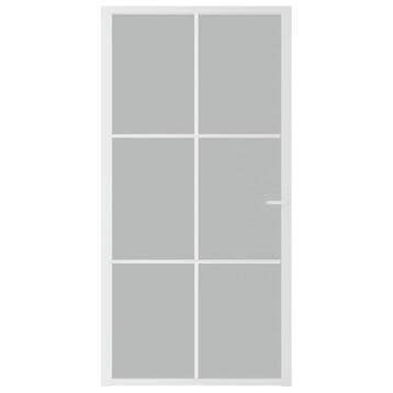vidaXL Binnendeur 102,5x201,5 cm matglas en aluminium wit, Verzenden