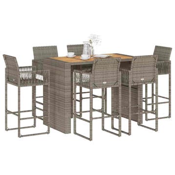 vidaXL 7-delige Tuinbarset zonder kussens poly rattan acacia, Verzenden, Nieuw