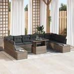 vidaXL Tuinbank Set met kussen met opslag 11 pcs Grijs poly, Verzenden