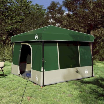 vidaXL Kampeertent Set met dak met opslag 2 pcs Groen, Verzenden
