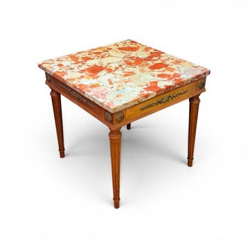 Bijzettafel - Details van goudmessing - Hout, Marmer -