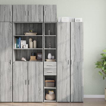 vidaXL Opbergkast smal 30x42,5x225 cm bewerkt hout grijs, Verzenden, Nieuw