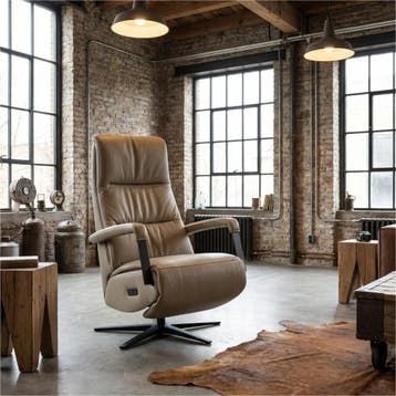 Leren elektrisch relaxfauteuil Core - Toledo Mocca, Ophalen of Verzenden